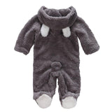 2019 New Winter Baby Clothes Flannel Baby Boy Clothes Cartoon Animal 3D Bear Ear Romper Jumpsuit Warm Newborn Infant Romper