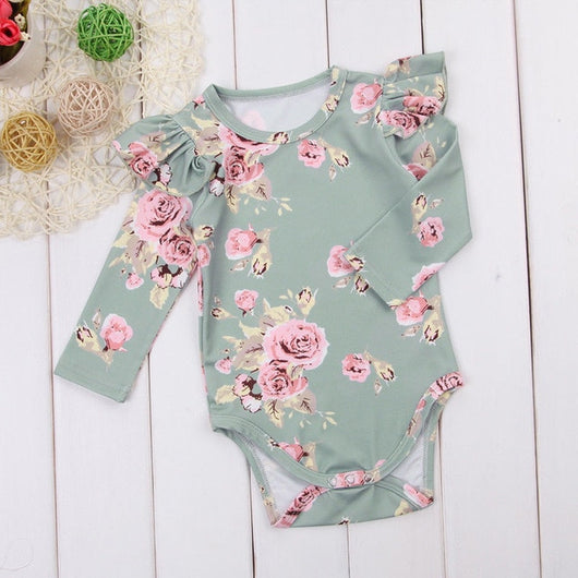 Fashion 2018 Cute Infant Newborn Baby Girl Floral Romper Ruffles Jumpsuit Outfits Clothes