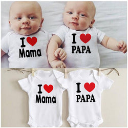 New Infant Baby Boy Clothes Girl Babygrows Playsuit I love mama and I love papa Romper newborn baby clothes baby rompers 0-24M