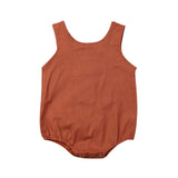 2019 Summer Newborn Baby Girl Boy Clothes Cotton Linen Sleeveless Button Bodysuit Outfits Set