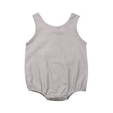 2019 Summer Newborn Baby Girl Boy Clothes Cotton Linen Sleeveless Button Bodysuit Outfits Set