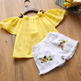 2019 Summer New Kids Clothes Baby Girl Clothes T-Shirt + Embroidered Shorts Kids' Wear 2-Piece Children Clothes Set