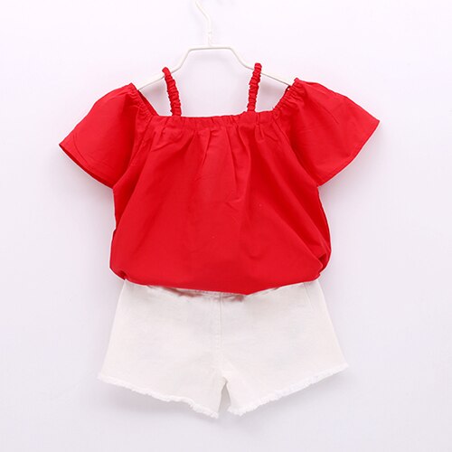 2019 Summer New Kids Clothes Baby Girl Clothes T-Shirt + Embroidered Shorts Kids' Wear 2-Piece Children Clothes Set