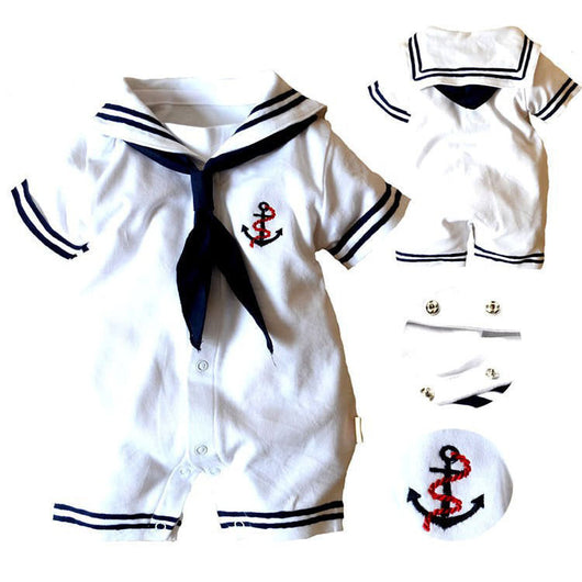 2019 Baby Boy Clothes Infant Anchor Sailor Romper Jumpsuit Outfits New Clothes