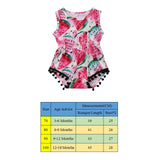 Infant Newborn Baby Girls Romper Summer Baby Clothes Flower Watermelon Print Tassel Jumpsuit Playsuit Sunsuit Baby Girl Costumes
