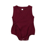 2019 Cute Newborn Infant Baby Girls Clothes Sleeveless Solid Romper Cotton Linen Kimono Jumpsuit Clothes 0-18M