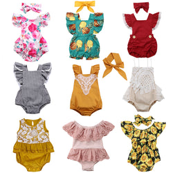 Infant Newborn Baby Girls Ruffles Rompers Summer Lace Flower Baby Girls Clothes Toddler Girl Jumpsuit Playsuit 2019 New