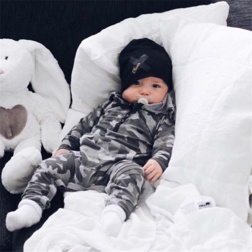 0-24M Newborn Kids Baby Boys Zipper Romper Jumpsuit Playsuit Hooded Clothes Outfit AU